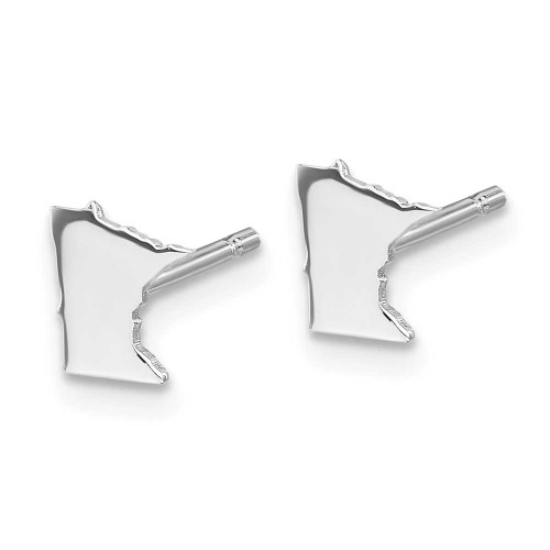 Image of 6.86mm Sterling Silver Rhodium-Plated Minnesota MN Small State Stud Earrings