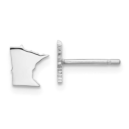 Image of 6.86mm Sterling Silver Rhodium-Plated Minnesota MN Small State Stud Earrings