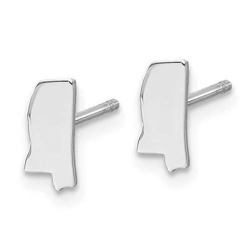 Image of 8.13mm Sterling Silver Rhodium-Plated Mississippi MS Small State Stud Earrings