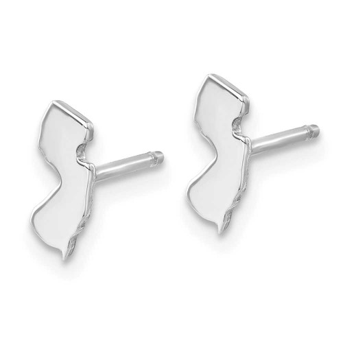 Image of 8.51mm Sterling Silver Rhodium-Plated New Jersey NJ Small State Stud Earrings