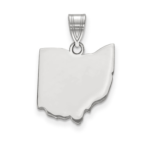 Sterling Silver Rhodium-plated Ohio OH State Pendant