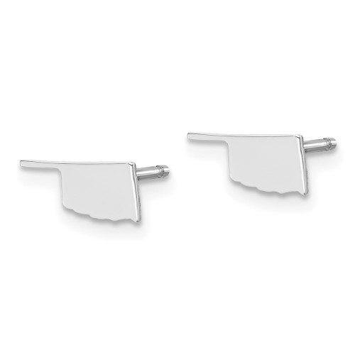 Image of 4.60mm Sterling Silver Rhodium-Plated Oklahoma OK Small State Stud Earrings