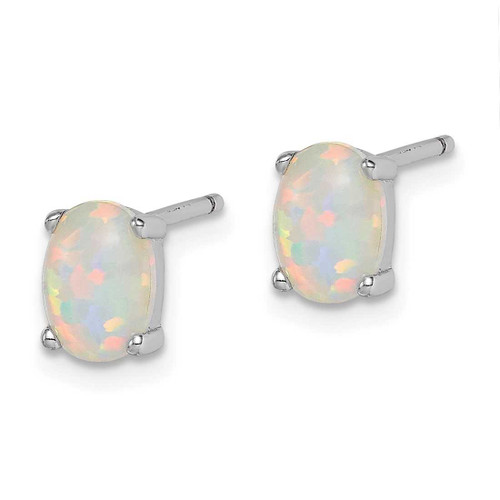 Image of Sterling Silver Rhodium-plated Oval Created Opal Pendant/Earrings Set