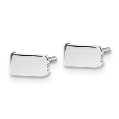 Image of 4.24mm Sterling Silver Rhodium-Plated Pennsylvania PA Small State Stud Earrings