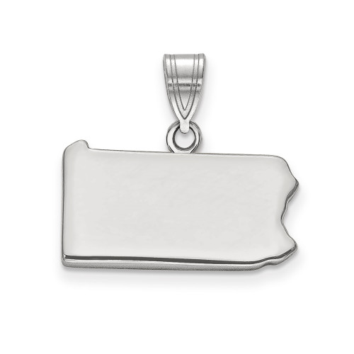 Sterling Silver Rhodium-plated Pennsylvania PA State Pendant