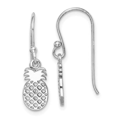 Image of 23.52mm Sterling Silver Rhodium-Plated Pineapple Dangle Earrings