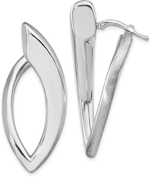 Image of 40.5mm Sterling Silver Rhodium-Plated Polished & Brushed Hoop Earrings QLE1285 Image of 40.5mm Sterling Silver Rhodium-Plated Polished & Brushed Hoop Earrings QLE1285