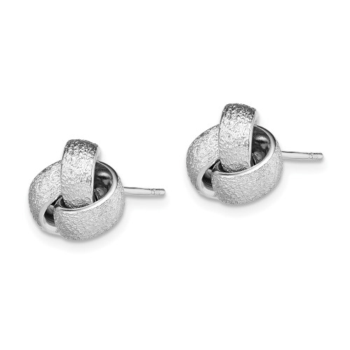 11mm Sterling Silver Rhodium-Plated Polished & Satin Love Knot Stud Earrings