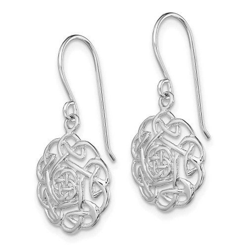 Image of 31mm Sterling Silver Rhodium-Plated Polished Celtic Shepherd Hook Earrings QE11979