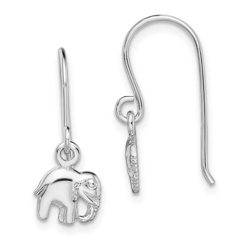 Image of 22mm Sterling Silver Rhodium-Plated Polished Elephant Dangle Earrings