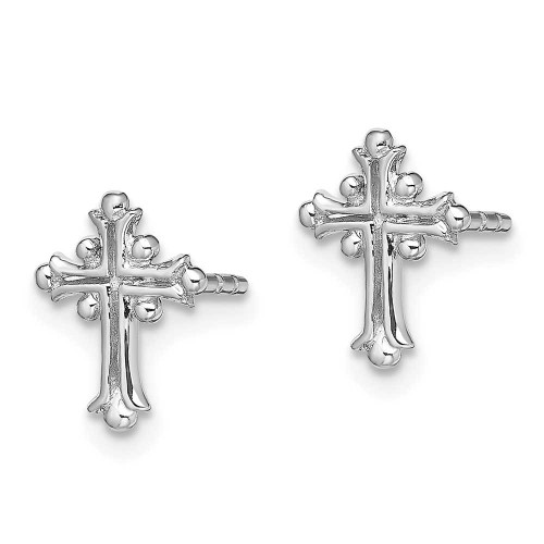 Image of 10.3mm Sterling Silver Rhodium-Plated Polished Fancy Cross Post Earrings