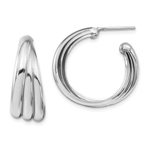 Image of 24.3mm Sterling Silver Rhodium-Plated Polished Hoop Earrings QLE1289