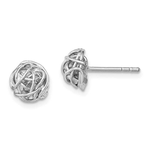 Image of 9mm Sterling Silver Rhodium-Plated Polished Love Knot 7.5mm Stud Post Earrings