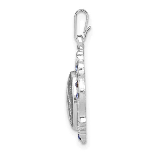 Image of Sterling Silver Rhodium-Plated Polished Miraculous Blue CZ Pendant