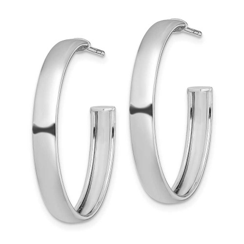 Image of 28.1mm Sterling Silver Rhodium-Plated Polished Post Hoop Earrings QE13210