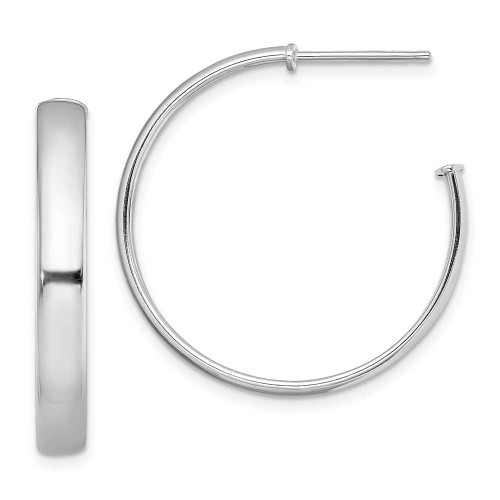 Image of 28.1mm Sterling Silver Rhodium-Plated Polished Post Hoop Earrings QE13210