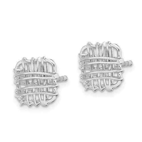 Image of 10mm Sterling Silver Rhodium-Plated Polished Square Stud Post Earrings