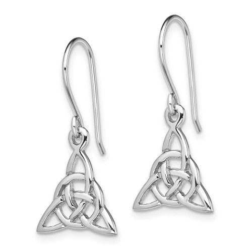 Image of 26.5mm Sterling Silver Rhodium-Plated Polished Trinity Knot Dangle Earrings