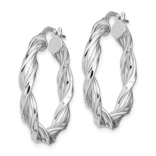 Image of 29.4mm Sterling Silver Rhodium-Plated Polished Twisted Hoop Earrings QE13194