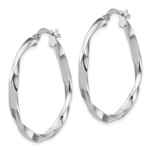 Image of 31.1mm Sterling Silver Rhodium-Plated Polished Twisted Hoop Earrings QE13269