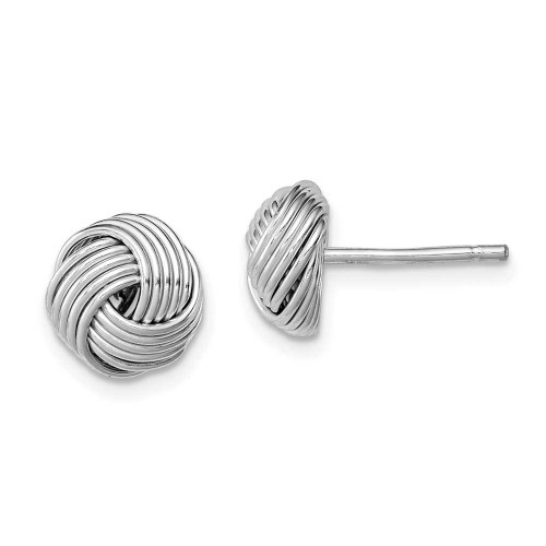 Image of 9mm Sterling Silver Rhodium-Plated Polished Twisted Love Knot Bead Stud Post Earrings QE11798
