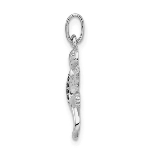 Image of Sterling Silver Rhodium-Plated Polished w/ Black CZ Lizard Pendant