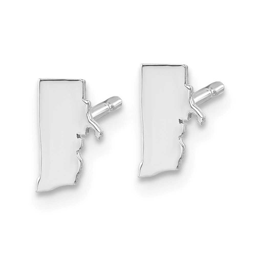 Image of 8.15mm Sterling Silver Rhodium-Plated Rhode Island RI Small State Stud Earrings