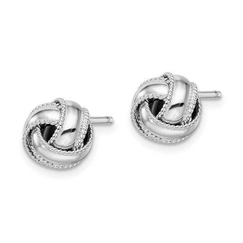 Image of 10mm Sterling Silver Rhodium-Plated Rope Edged Love Knot Stud Post Earrings