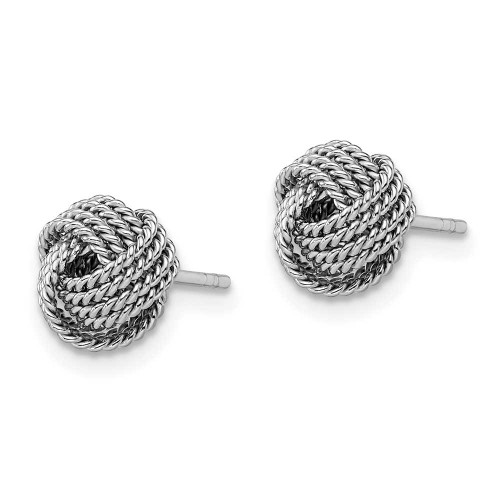 Image of 9mm Sterling Silver Rhodium-Plated Rope Love Knot Stud Post Earrings