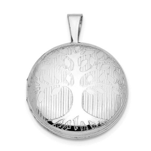 Image of Sterling Silver Rhodium-plated Round Tree Design Locket Pendant QLS924