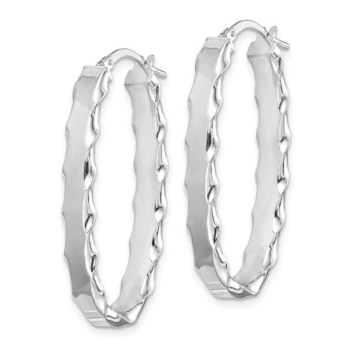 Image of 37mm Sterling Silver Rhodium-Plated Scalloped Edge Hoop Earrings QE11676