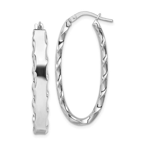 Image of 37mm Sterling Silver Rhodium-Plated Scalloped Edge Hoop Earrings QE11676
