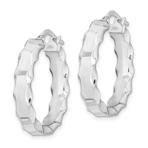 Image of 25mm Sterling Silver Rhodium-Plated Scalloped Edge Hoop Earrings QE11678