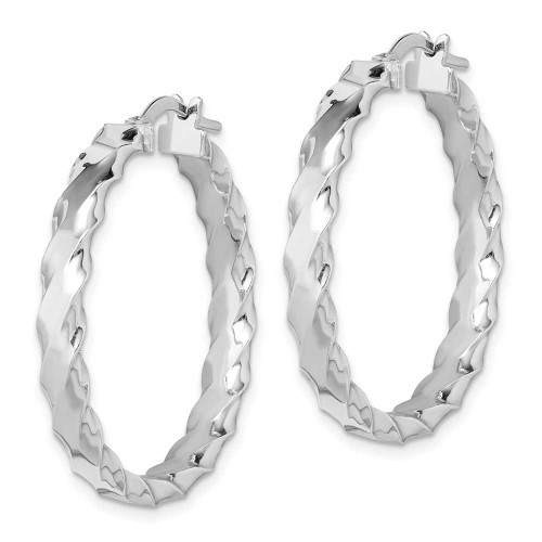 Image of 33mm Sterling Silver Rhodium-Plated Scalloped Edge Hoop Earrings QE11680