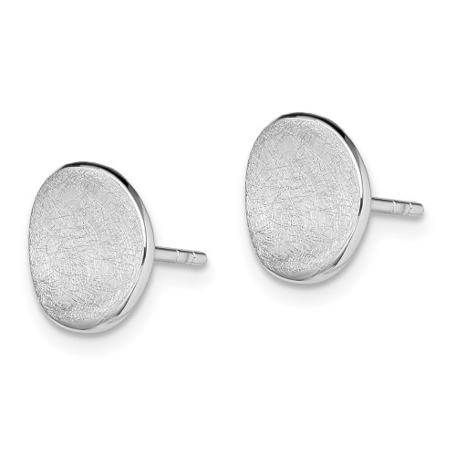 10mm Sterling Silver Rhodium-Plated Scratch Finish Stud Post Earrings