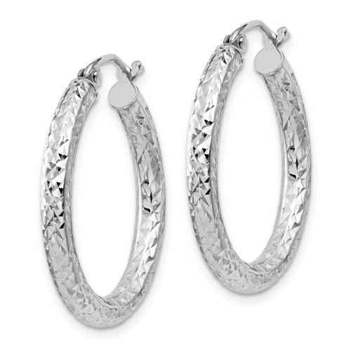 Image of 25mm Sterling Silver Rhodium-Plated Shiny-Cut 3X25mm Hoop Earrings