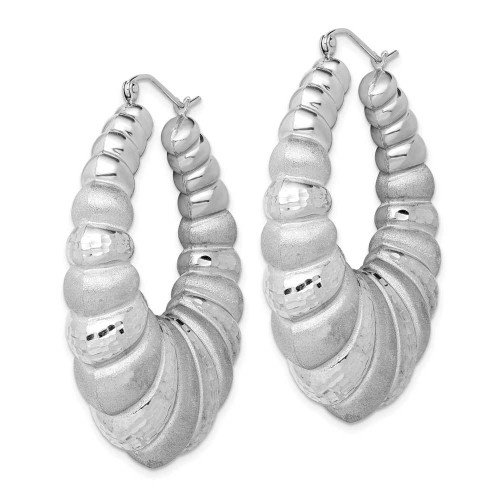Image of 49mm Sterling Silver Rhodium-Plated Shrimp Hoop Earrings QE4690