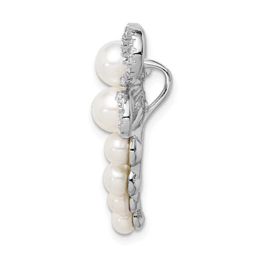 Image of Sterling Silver Rhodium-plated Simulated Pearl Dragonfly Slide Pendant