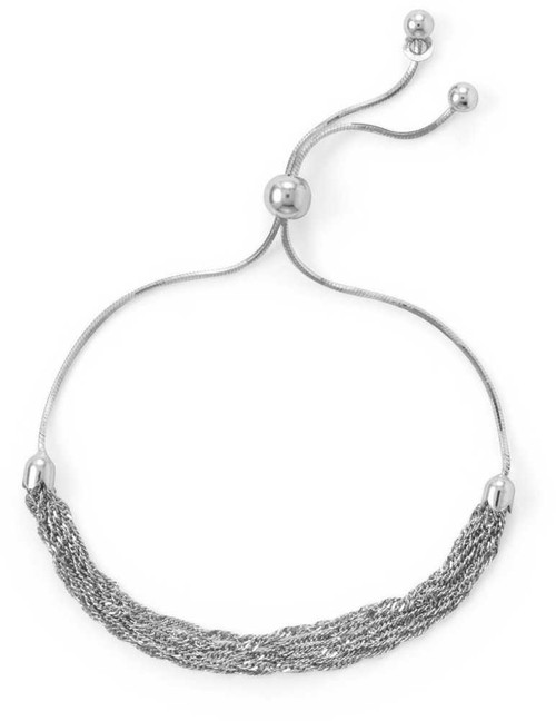 Image of Sterling Silver Rhodium-plated Six Strand Chain Friendship Bracelet