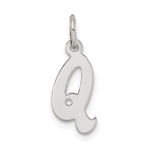 Sterling Silver Rhodium-plated Small Initial Q Charm
