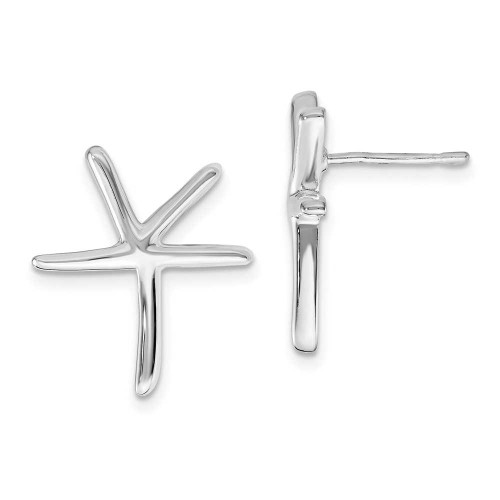 Image of 16mm Sterling Silver Rhodium-Plated Starfish Stud Post Earrings