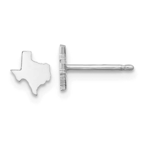 Image of 8.23mm Sterling Silver Rhodium-Plated Texas TX Small State Stud Earrings