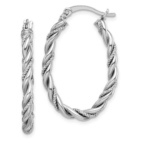 Image of 31.1mm Sterling Silver Rhodium-Plated Twisted Hoop Earrings QE14132