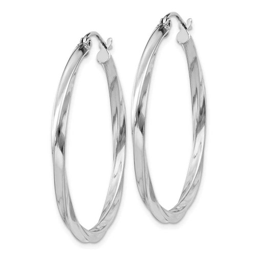 Image of 37mm Sterling Silver Rhodium-Plated Twisted Hoop Earrings QE4573