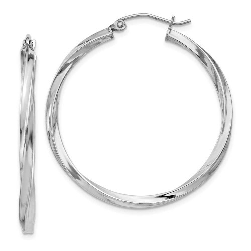 Image of 37mm Sterling Silver Rhodium-Plated Twisted Hoop Earrings QE4573