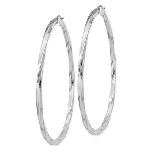 Image of 72mm Sterling Silver Rhodium-Plated Twisted Hoop Earrings QE4593