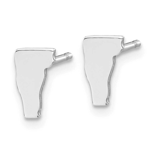 Image of 8.41mm Sterling Silver Rhodium-Plated Vermont VT Small State Stud Earrings