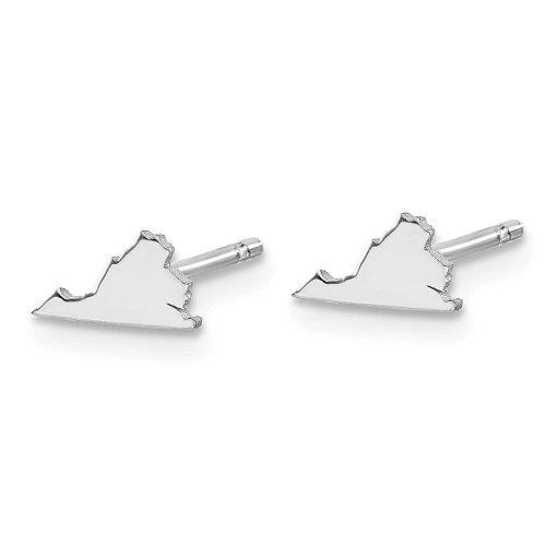 Image of 4.27mm Sterling Silver Rhodium-Plated Virginia VA Small State Stud Earrings