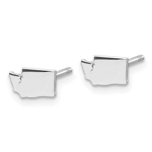 Image of 5.36mm Sterling Silver Rhodium-Plated Washington WA Small State Stud Earrings