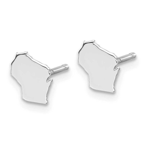 Image of 7.26mm Sterling Silver Rhodium-Plated Wisconsin WI Small State Stud Earrings